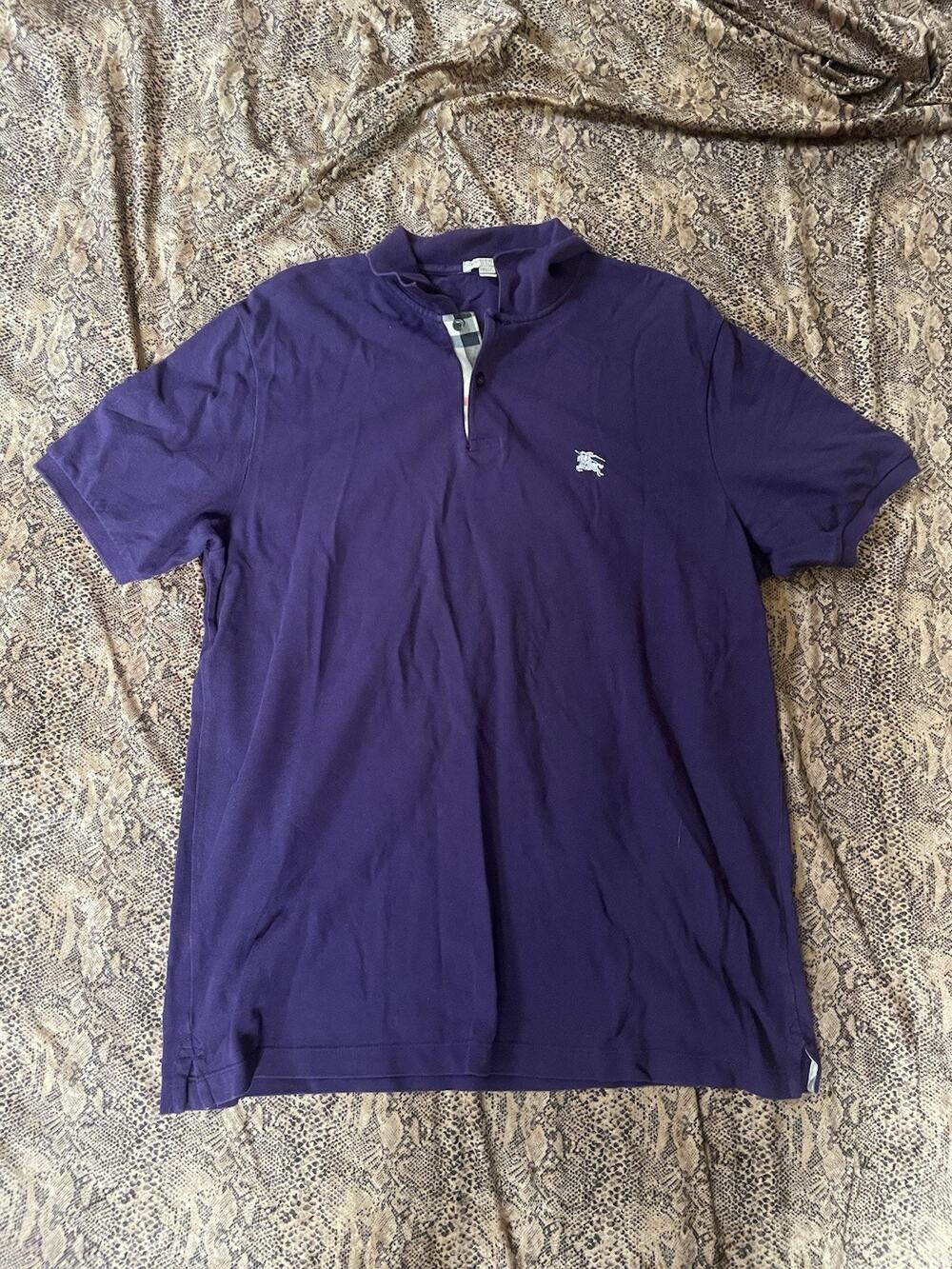 Burberry Brit Men’s Purple Cotton Short Sleeve Polo Size Large Embroidered Logo